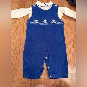 Corduroy smocked longall and shirt set